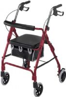 Mabis 501-2012-0700 Ultra Lightweight Aluminum Rollator, Curved Backrest, Burgundy, Curved padded backrest and flip-up cushioned seat, Height adjustable handles in 1" increments; 32"–36", Secure bicycle-style loop-lock handbrakes with ergonomic handgrips, Folds for storage and transportation, Latex Free (501-2012-0700 50120120700 5012012-0700 501-20120700 501 2012 0700) 
