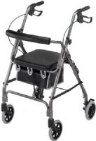 Mabis 501-2012-4100 Ultra Lightweight Aluminum Rollator, Curved Backrest, Titanium, Curved padded backrest and flip-up cushioned seat, Height adjustable handles in 1" increments; 32"–36", Secure bicycle-style loop-lock handbrakes with ergonomic handgrips, Folds for storage and transportation, Latex Free (501-2012-4100 50120124100 5012012-4100 501-20124100 501 2012 4100) 