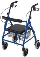 Mabis 501-3012-2100 Ultra Lightweight Hemi Aluminum Rollator, Royal Blue, A hemi rollator offers a lower seat height than traditional rollators, ideal for people who have difficulty lowering to raising from traditional seat heights or for smaller stature individuals, Seat height only 17", Folds easily for storage and transport, Convenient storage basket, Curved padded backrest and cushioned seat for maximum comfort, Secure bicycle-style handbrakes with ergonomic handgrips (501-3012-2100 50130122 