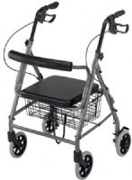 Mabis 501-3012-4100 Ultra Lightweight Hemi Aluminum Rollator, Titanium, A hemi rollator offers a lower seat height than traditional rollators, ideal for people who have difficulty lowering to raising from traditional seat heights or for smaller stature individuals, Seat height only 17", Folds easily for storage and transport, Convenient storage basket, Curved padded backrest and cushioned seat for maximum comfort, Secure bicycle-style handbrakes with ergonomic handgrips (501-3012-4100 5013012410 