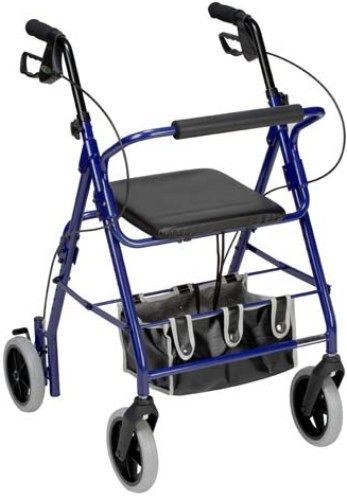 Mabis 501-1048-2100 Ultra Lightweight Aluminum Rollator w/ Adjustable Seat Height, Royal Blue, Convenient storage pouch, Curved padded backrest and cushioned seat for maximum comfort, Height adjustable handles, Secure bicycle-style handbrakes with ergonomic handgrips, Lightweight aluminum frame construction, Secure bicycle-style handbrakes with ergonomic handles (501-1048-2100 50110482100 5011048-2100 501-10482100 501 1048 2100)