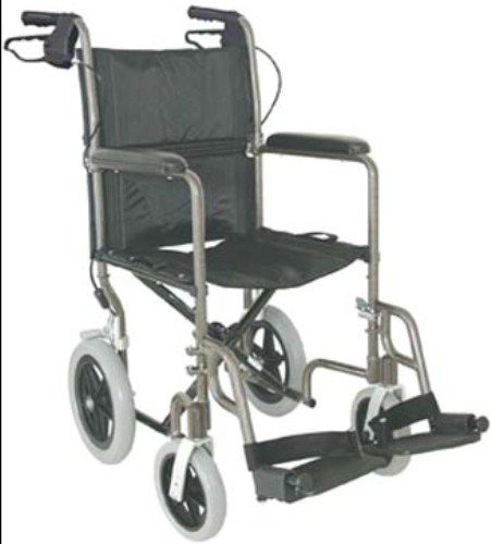 Mabis 501-1051-4178 19 Lightweight Aluminum Transport Chair, Titanium, Duro-Meds lightweight, durable transport chairs are designed with safety and convenience in mind. User-friendly, all transport chairs fold for easy storage and transport, Bicycle-style loop-lock hand brakes, Quick release fold-down backDual push-to-lock wheel brakes (501-1051-4178 50110514178 5011051-4178 501-10514178 501 1051 4178)