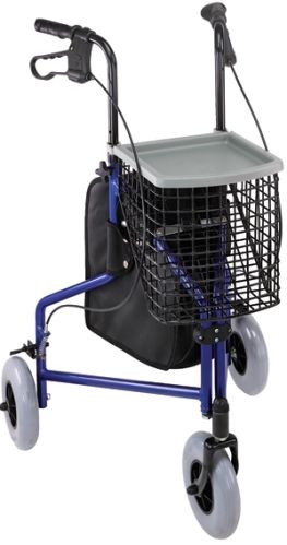 Mabis 501-2014-2100 3-Wheel Aluminum Rollator, Royal Blue, A 3-Wheel Rollator offers the convenience and mobility assistance that a traditional rollator offers in a more compact device. Oversized pouch and wire basket with flip-up tray store a generous amount of personal items, Front wheel swivels for easy manueverability, Folds easily for storage and transport, Secure bicycle-style handbrakes with ergonomic handgrips, Available in two fashionable colors (501-2014-2100 50120142100 5012014-2100 5