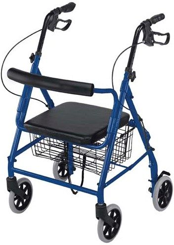 Mabis 501-3012-2100 Ultra Lightweight Hemi Aluminum Rollator, Royal Blue, A hemi rollator offers a lower seat height than traditional rollators, ideal for people who have difficulty lowering to raising from traditional seat heights or for smaller stature individuals, Seat height only 17
