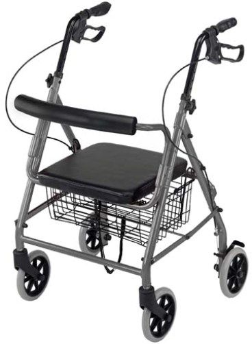 Mabis 501-3012-4100 Ultra Lightweight Hemi Aluminum Rollator, Titanium, A hemi rollator offers a lower seat height than traditional rollators, ideal for people who have difficulty lowering to raising from traditional seat heights or for smaller stature individuals, Seat height only 17
