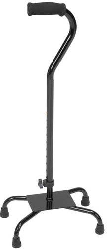 Mabis 502-1334-0200 Large Base Quad Cane, Black, Quad canes are lightweight and offer maximum support while walking, Comfortable, soft foam handgrip and 4 slip-resistant rubber tips, 3/4
