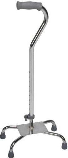 Mabis 502-1334-0600 Large Base Quad Cane, Silver, Quad canes are lightweight and offer maximum support while walking, Comfortable, soft foam handgrip and 4 slip-resistant rubber tips, 3/4