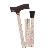 Duro-Med 502-1325-9906 S Adjustable Folding Fancy Cane with Derby Top Wood Handle, Beige Floral (50213259906S 502-1325-9906S 50213259906 502-1325-9906 502 1325 9906) 