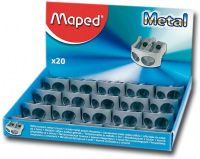Maped 506700 Double-Hole Metal Wedge Sharpener, Choice of package, Made of plastic material, Silver color, Wedge-shaped double-hole sharpener for standard and large diameter pencils, Blister-carded, Dimensions 5.25" x 4.75" x 0.50", Weight 0.86 lbs, EAN 3154145067002 (MAPED506700 MAPED 506700 MAPED-506700) 