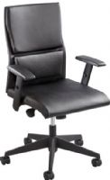 Safco 5071BL Tuvi Mid Back Executive, Black; Pneumatic Seat Height Adjustment, 360° Swivel, Tilt Lock, Tilt Tension; 250 lbs. Weight Capacity; Seat Size 18 1/2"W x 22"D; Back Size 18 1/2"W x 22"H; Seat Height 17 1/2" to 21 1/2"; Base Size 26" Diameter; Included Adjustable T-pad Arms; Dimensions 26"W x 26"D x 40 to 43"H (5071-BL 5071B 5071 BL) 
