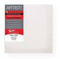 Fredrix 50760 Gallerywrap 10" x 10" Stretched Canvas; Features superior quality, medium textured, duck canvas; Canvas is double-primed with acid-free acrylic gesso for use with oil or acrylic painting; It is stapled onto the back of stretcher bars (1.375" x 1.375"); Paint on all four edges and hang it with or without a frame; Unprimed weight: 7 oz; primed weight: 12 oz; Shipping Weight 1.62 lb; UPC 081702507608 (FREDRIX50760 FREDRIX-50760 GALLERYWRAP-50760 ARTWORK) 