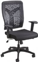 Safco 5085BL Voice Series Task Chair Plastic Back, Black; Pneumatic Seat Height Adjustment, 360° Swivel, Synchro Mechanism with Seat Slide, Tilt Lock, Tilt Tension; 250 lbs. Weight Capacity; Seat Size 19 1/2"w x 19 1/2"d; Back Size 20"W x 25 1/2"H; Seat Height 17 1/2"-20 1/2"H; Base Size 26" diameter; Included Adjustable T-pad Arms (5085-BL 5085B 5085 BL) 