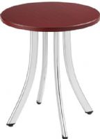 Safco 5098MH Decori Short Wood Side Table, Mahogany; Can be used as an alternative seat (250 lb. capacity) while using the taller table to work on; Chrome (frame)/Laminate (top) Paint/Finish; 15 3/4" Diameter Top Dimensions; 5/8" MDF - Medium Density Fiberboard (Top)/Steel (Base) Materials; Dimensions 15 3/4"dia. x 18 3/4"h (5098-MH 5098M 5098 MH) 