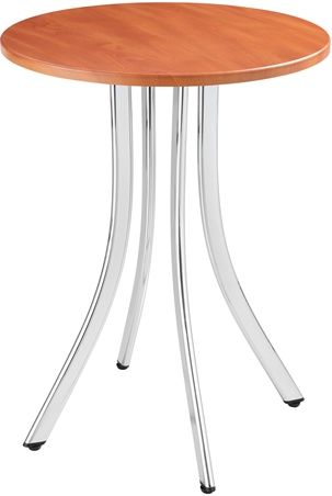 Safco 5099CY Decori Tall Wood Side Table, Cherry; Wood laminate tops and four elegantly curved chrome legs to perfectly accent guest seating in waiting rooms, reception areas, common spaces or any place where a chair might need a sidekick; Chrome (frame)/Laminate (top) Paint/Finish; 15 3/4