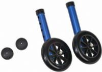 Mabis 510-1005-0145 5” Non-Swivel Wheels/Caps; Blue; 1 Pair each Wheels and Caps, Complete wheel & cap accessory kit includes one pair each in coordinating colors to match Mabis DMI 500-1044 & 500-1045 walkers, Height adjustable legs fit 1" diameter tubing, Includes: 2 non-swivel 5" durable nylon wheels and 2 plastic glide caps, Wheels & leg extension fit 1" I.D. tubing, Weight capacity: 250 lbs. (510-1005-0145 51010050145 5101005-0145 510-10050145 510 1005 0145) 