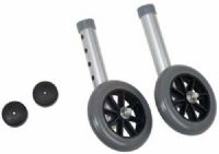 Mabis 510-1005-0645 5” Non-Swivel Wheels/Caps; Silver; 1 Pair each Wheels and Caps, Complete wheel & cap accessory kit includes one pair each in coordinating colors to match Mabis DMI 500-1044 & 500-1045 walkers, Height adjustable legs fit 1" diameter tubing, Includes: 2 non-swivel 5" durable nylon wheels and 2 plastic glide caps, Wheels & leg extension fit 1" I.D. tubing, Weight capacity: 250 lbs. (510-1005-0645 51010050645 5101005-0645 510-10050645 510 1005 0645) 