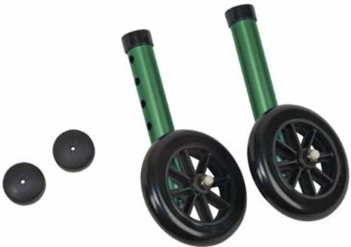 Mabis 510-1005-1245 5 Non-Swivel Wheels/Caps; Green; 1 Pair each Wheels and Caps, Complete wheel & cap accessory kit includes one pair each in coordinating colors to match Mabis DMI 500-1044 & 500-1045 walkers, Height adjustable legs fit 1