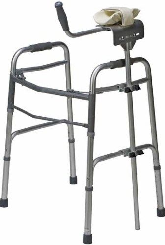 Mabis 510-1008-0000 Walker Platform Attachment, Helps provide a secure platform and support using the individual's forearm and shoulder rather than grip strength, Adjustable, side-opening padded cuff, Handle platform can be rotated forward or back, Grip handle can be adjusted side-to-side, Attaches easily to most walkers, Tool-free assembly, Constructed of lightweight aluminum (510-1008-0000 51010080000 5101008-0000 510-10080000 510 1008 0000)