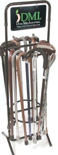 Mabis 512-1335-0000 Steel Cane Rack (Canes not included), Easy and eye-catching way to display over 30 canes in any retail setting, Holds a variety of cane handle styles, Easy assembly, Steel construction for added stability, Includes full color double sided sign, 3/4