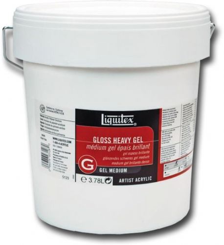 Liquitex 5123 Gloss Heavy Gel Medium 1 Gallon; Extra heavy body medium; Dries to a transparent or translucent gloss finish; Mix with acrylic paint to increase body, density, viscosity, and to attain oil paint like consistency with brush or palette knife marks; Extends paint while increasing brilliance and transparency; UPC 094376931280 (LIQUITEX5123 LIQUITEX 5123 LIQUITEX-5123)