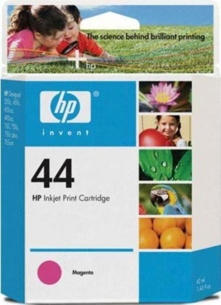 HP Hewlett Packard 51644M model 44 Print cartridge, Print cartridge Consumable Type, Ink-jet Printing Technology, Magenta Color, 42 ml Capacity, New Genuine Original OEM HP Hewlett Packard, For use with HP Designjet Printers 300, 400, 700 Series, 330D/E, 350C, 450C, 455CA, 488CA, 750C, 750C+ and 755CM (51644M 51644-M 51644 M)