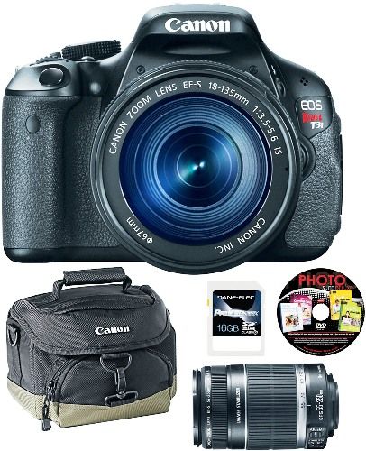 Canon 5169B003L1-5A-KIT EOS Rebel T3i 18-55mm IS II Digital Camera with EF-S 55-250mm f/4-5.6 IS II Telephoto Zoom Lens, Gadget Bag & 16GB SD Memory Card, 18.0 Megapixel CMOS (APS-C) sensor and DIGIC 4 Image Processor for high image quality and speed, 3.7 fps continuous shooting up to approximately 34 JPEGs or approximately 6 RAW, UPC 837654971994 (5169B003L15AKIT 5169B003L15A-KIT 5169B003L1-5AKIT 5169B003 L1-5A-KIT)