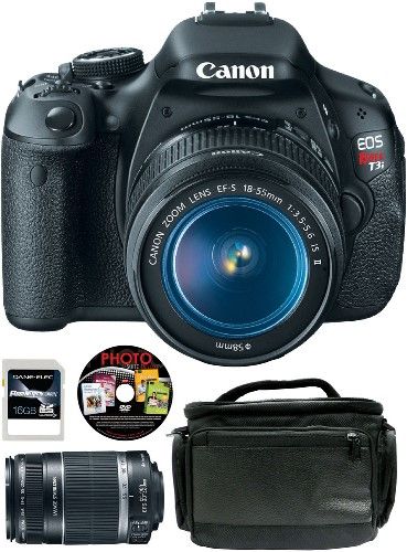 Canon 5169B003L1-5A-KIT EOS Rebel T3i 18-55mm IS II Digital Camera with EF-S 55-250mm f/4-5.6 IS II Telephoto Zoom Lens, DSLR Carry Bag, Photo Suite Deluxe Software & 16GB SD Memory Card, 18.0 Megapixel CMOS (APS-C) sensor and DIGIC 4 Image Processor for high image quality and speed, UPC 091037254252 (5169B003L15BKIT 5169B003L15B-KIT 5169B003L1-5BKIT 5169B003 L1-5B-KIT)