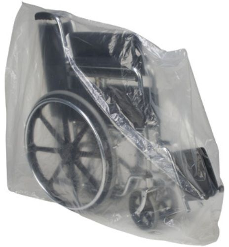 Mabis 517-1218-0000 Wheelchair Transport Bags, 100/Roll, Heavyweight, clear plastic bags for storage and transport of wheelchairs or transport chairs, Designed to keep contents clean and protected, Large perforated rolls can hang for easy dispensing, Individually perforated, Size 42 x 14 x 35 (517-1218-0000 51712180000 5171218-0000 517-12180000 517 1218 0000)