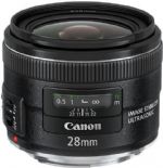 Canon 5179B002 EF 28mm f/2.8 IS USM; A 21st century update to a popular and widely used fixed focal length lens, the Canon EF 28mm f/2; A 7-blade circular aperture diaphragm delivers beautiful, soft backgrounds; cal Length & Maximum Aperture: 28mm, 1:2.8; Lens Construction: 9 elements in 7 groups; Diagonal Angle of View: 75°; Focus Adjustment: Rear focusing system with USM; Closest Focusing Distance: 0.23m / 0.75 ft; Filter Size: 58mm; UPC 013803134193 (5179B002 5179B002 5179B002) 
