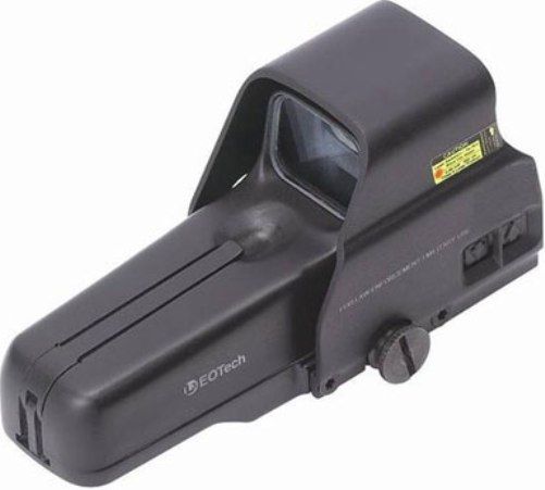EOTech 517.A65/1 Holographic Weapon Sight (HWS), For Law Enforcement/Militar Use, 1x Magnification, Non reflective black with hard coat finish, Unlimited Eye Relief, Submersible to 10 ft depth, Adjustment (per click) 0.5 MOA (1/2