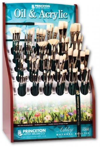 Princeton 5200D Good Chinese Bristle Oil And Acrylic Brush Display; Princeton's number one selling bristle brush; Economically priced; Excellent consumer value, features interlocked hairs and flagged tips for increased color carrying capacity and brush control; Long handle; Dimensions 12.75