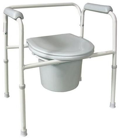 Duro-Med 520-1243-1900 S Deluxe Steel Commode, Removable back rest, White (52012431900 S 520 1243 1900 S 52012431900 520 1243 1900 520-1243-1900)