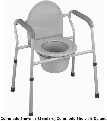 Mabis DMI Duro-Med 520-1245-0300 S Three-in-1 All Purpose Commode, ideal for use as a free standing commode, a toilet safety frame or as a raised toilet seat with arms, Constructed of gray powder-coated welded steel to help provide strength and stability, Waterfall armrests for added support and comfort (520-1245-0300 S 520 1245 0300 S 52012450300S)
