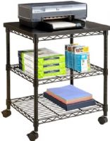 Safco 5207BL Deskside Wire Machine Stand, Black; Perfect answer to your small office machine needs; Two sturdy shelves to hold paper, supplies or snacks; 50 lbs. per shelf/100 lbs. (top shelf) Weight Capacity; Four swivel casters (2 locking); Dimensions 24"w x 20"d x 27"h (5207-BL 5207B 5207 BL) 