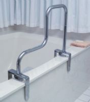 Mabis 521-1614-0600 Heavy Duty Tub Bar, Unique hi-lo design ensures patient support and stability in and out of the bathtub, Chrome-plated bar and vinyl sleeves help prevent marring, Size 21-3/16” – 15-3/8”, Bracket adjusts from 3-3/8” – 5-7/8”, Weight capacity 250 lbs. (521-1614-0600 52116140600 5211614-0600 521-16140600 521 1614 0600) 