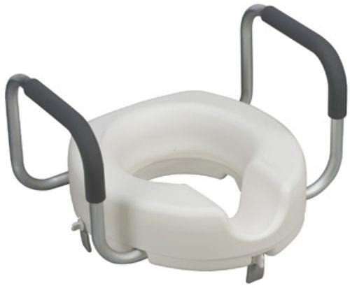 Mabis 522-1566-1900 Locking Raised Toilet Seat w/ Arms, Easily attaches to toilet bowl with three hand tightening devices; Lightweight, polyurethane seat is specially molded for maximum comfort (522-1566-1900 52215661900 5221566-1900 522-15661900 522 1566 1900)