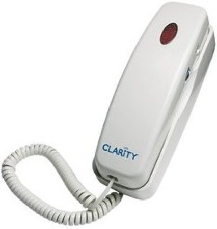 Clarity 52200.001 Model C200 Amplified Trimline Phone, White, Clarity Power technology, Amplifies incoming sounds up to 26 decibels, Bright visual ring indicator, Loud ringer volume, Large, backlit keypad, Hearing aid compatible, UPC 017229122390 (52200001 52200-001 52200 001 C-200 C 200)