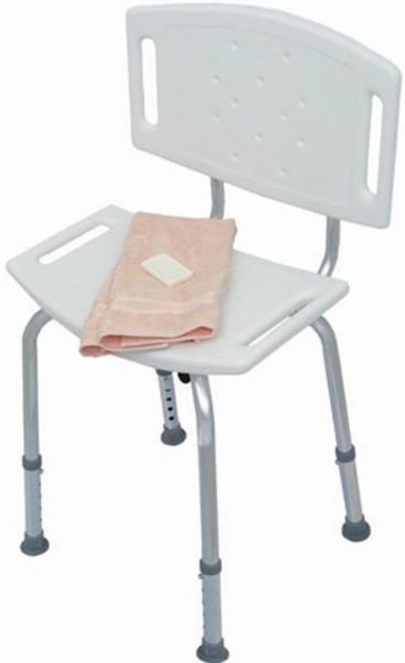 Duro-Med 522-1716-1999 Blow-Molded Bath Seat with Back, Anodized aluminum frame, high-density plastic seat, Seat height adjusts from 14