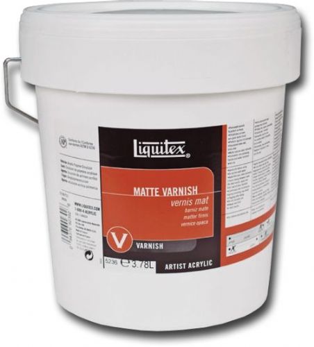Liquitex 5236 Matte Varnish 1 Gallon; Low viscosity, fluid; Translucent when wet, clear when dry; 100 percent acrylic polymer varnish; Water soluble when wet; Good chemical and water resistance; Dry to a non-tacky, hard, flexible surface that is resistant to dirt retention; Resists discoloring due to humidity, heat and ultraviolet light; UPC 094376923926 (LIQUITEX5236 LIQUITEX 5236 LIQUITEX-5236)