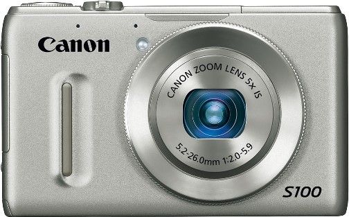 Canon 5245B001 PowerShot S100 Compact Digital Camera, Silver, 3.0-inch TFT Color with wide viewing angle, 12.1 Megapixel CMOS sensor, 5x Optical Zoom with 24mm wide angle, Capture stunning Full HD 1080p video in stereo sound with a dedicated movie button, Focal Length 5.2 (W) - 26.0 (T) mm, 4X Digital Zoom, UPC 013803137576 (5245-B001 5245 B001 5245B-001 5245B 001)
