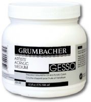 Grumbacher 525-32 Gesso; Grumbacher is known for the high quality of its thick-formula gesso; Use it to prepare canvas, wood, untempered pressed wood, cardboard, plaster, concrete, and masonry for painting with oil or acrylic colors; Dimensions 3.50" x 3.50" x 5"; Weight 1.38 lbs; UPC GRUMBACHER52532 (GRUMBACHER52532 GRUMBACHER 52532 525 32 525-32 GB52532) 