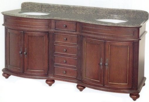 Westport Bay 5300-7200-1005 Vanity 72-Inch, Keeneland Collection, Distressed Cherry Finish, Two Large 17-Inch White Under-mount Basins, Drilled with 3-8 Inches Faucet Holes, Dimensions 73 x 22.5 x 35.5, Weight 482 lbs (530072001005 53007200-1005 5300-72001005 5300 7200 1005)
