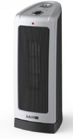 Lasko 5307 Oscillating Ceramic Tower Heater Model; Oscillating Ceramic Tower Heater Model; Comfort Air Technology Propels Warmth into the Room; Adjustable Comfort-Control Thermostat; Push-Button Oscillation; Built-In Safety Features; Versatile Size for Table or Floor Use; 1500 Watts of Comforting Warmth; 3 Quiet Settings, High Heat, Low Heat, Fan Only; Fully Assembled; E.T.L. listed; 7.25"L x 6.13"W x 16.5"H; UPC 046013766052 (5307 5307 5307) 