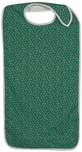 Mabis 532-6029-7100 Mealtime Protector, Fancy Green, Offers chest to lap protection, Easy to use hook and loop closure at neck area, Polyester cotton cover features waterproof barrier, Approximate size 17-3/4