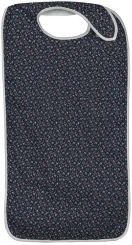Mabis 532-6029-7300 Mealtime Protector, Fancy Navy, Offers chest to lap protection, Easy to use hook and loop closure at neck area, Polyester cotton cover features waterproof barrier, Approximate size 17-3/4
