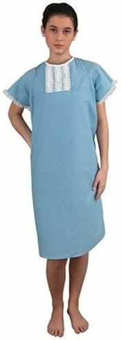 Duro-Med 532-8034-0100 S Embroidered Gown with Tape Ties, Machine washable, polyester/cotton, Blue (53280340100 S 532 8034 0100 S 53280340100 532 8034 0100 532-8034-0100)
