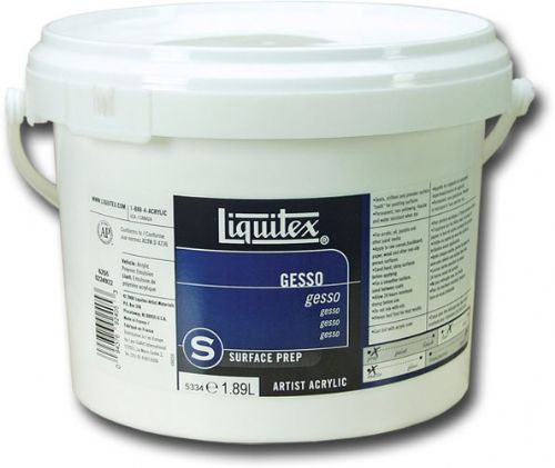Liquitex 5334 White Gesso, 64 oz; Classic white sealer and ground for absorbent surfaces, such as canvas, paper, or wood; Provides the proper surface sizing, tooth, and absorbency for acrylic and oil paints; One coat is usually enough; Traditional gesso is meant to be opaque titanium white for good coverage; UPC 094376924053 (LIQUITEX5334 LIQUITEX 5334 LIQUITEX-5334)