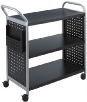 Safco 5339BL Scoot Utility Cart with 3 Shelves, Black, 100 lbs. (per shelf) evenly distributed Weight Capacity, Powder Coat (steel) Paint/Finish, 2 1/2" Diameter Wheel/Caster Size, Steel (frame) Material, GREENGUARD, Dimensions 31"w x 18"d x 38"h (5339-BL 5339B 5339 BL) 