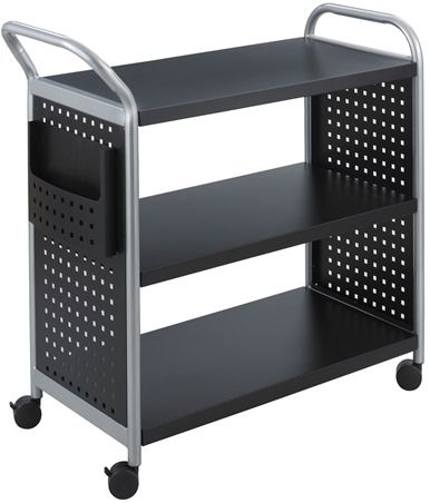 Safco 5339BL Scoot Utility Cart with 3 Shelves, Black, 100 lbs. (per shelf) evenly distributed Weight Capacity, Powder Coat (steel) Paint/Finish, 2 1/2