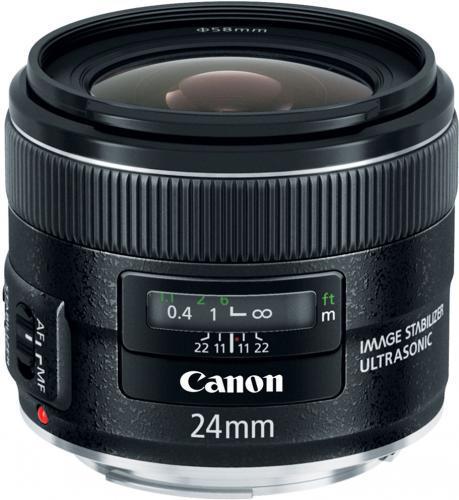 Canon 5345B002 EF 24mm f/2.8 IS USM; The Canon EF 24mm f/2; 8 IS USM lens is the ideal entry focal length into the world of ultra wide-angle photography; 66 ft (0; 20m) offers dramatic wide-angle images; cal Length & Maximum Aperture: 24mm, 1:2.8; Lens Construction: 11 elements in 9 groups; Diagonal Angle of View: 84; Focus Adjustment: Rear focusing system with USM; Closest Focusing Distance: 0.20m / 0.66 ft; Filter Size: 58mm; UPC 013803137378 (5345B002 5345B002 5345B002)